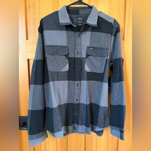 RVCA Charcoal and Black Plaid Shirt Brand New with Tags NWT